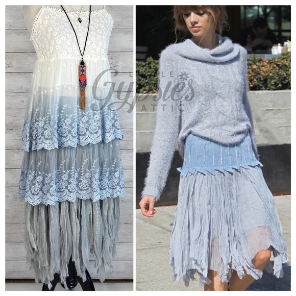 Ryu Vintage Blue Feathering Skirt - Picture 10 of 10